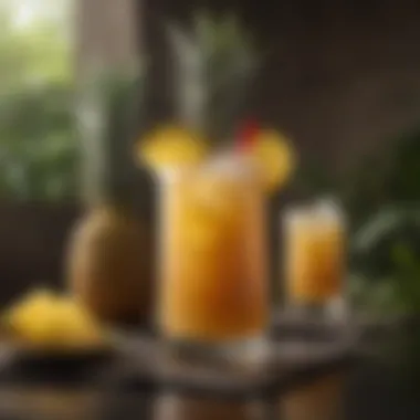 Elegant Pineapple Mai Tai Presentation Elegant presentation of a Pineapple Mai Tai at a tropical setting