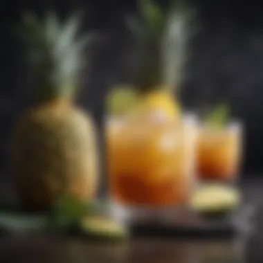 Ingredients for the Perfect Pineapple Mai Tai An array of fresh ingredients used in a Pineapple Mai Tai
