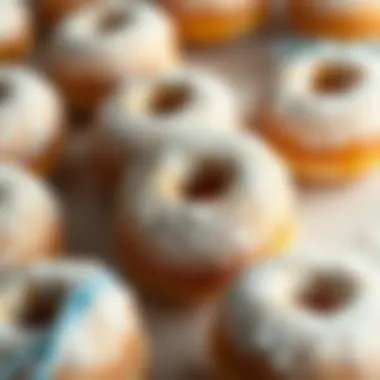 Artistic Touch: Powdered Elegance Artistic arrangement of plain mini donuts with a sprinkle of powdered sugar