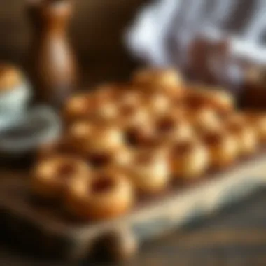 Rustic Display of Mini Donuts A rustic wooden board adorned with an array of plain mini donuts