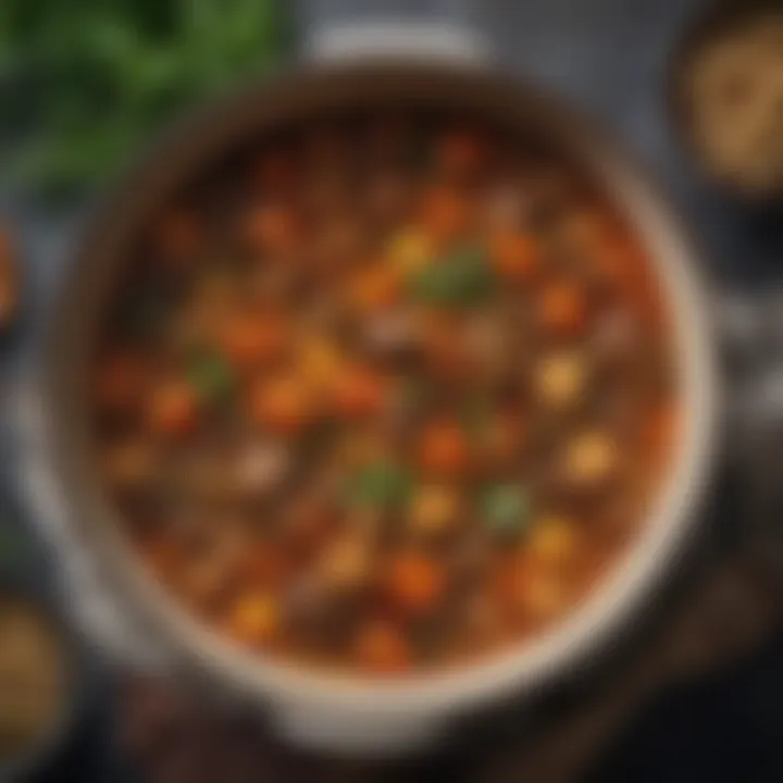 Close-up of a rich, flavorful slow-cooked stew