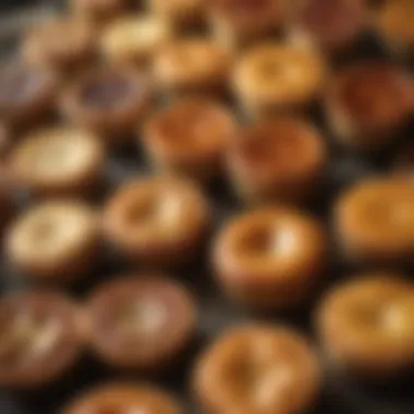 A beautifully arranged assortment of traditional pork pies showcasing various sizes and styles