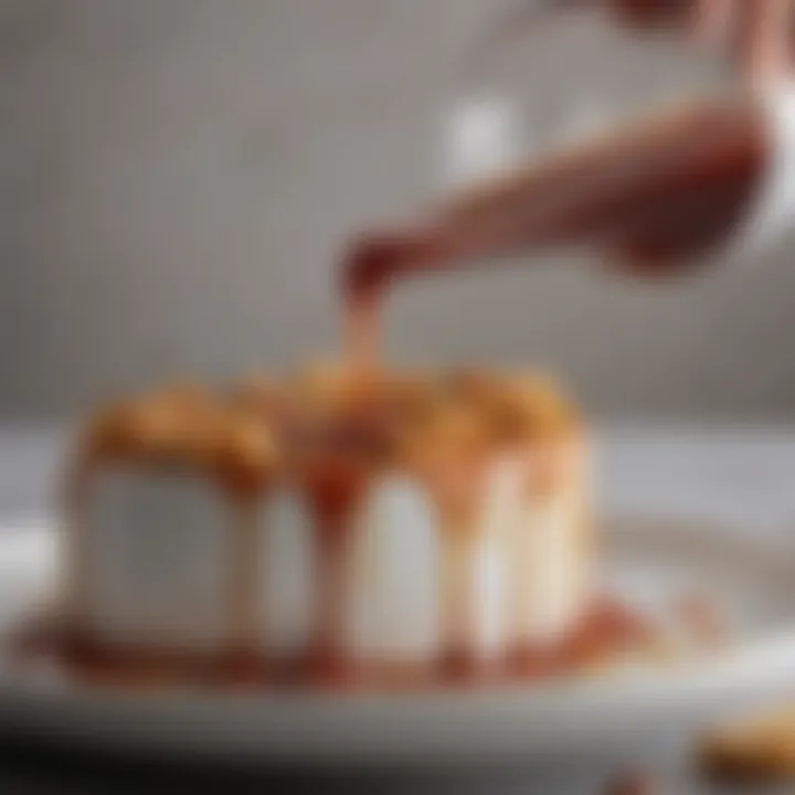 A close-up of Prego Marsala Sauce being drizzled over a gourmet dish.