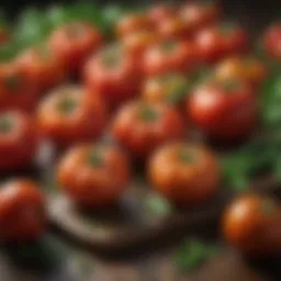 A vibrant array of fresh tomatoes and herbs ready for sauce preparation