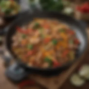 A vibrant stir-fry dish sizzling on the Presto Griddle Pan