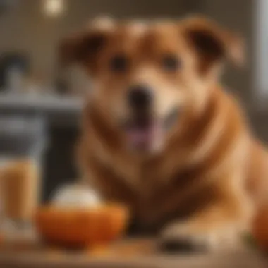 Dog enjoying a pumpkin treat