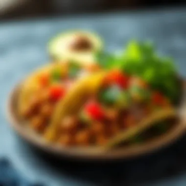 Chickpea Taco Temptation A plate of spicy chickpea tacos with fresh toppings