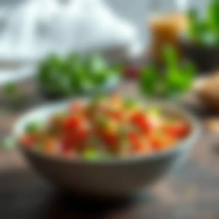 Quinoa Salad Delight A vibrant bowl of quinoa salad with colorful vegetables and herbs