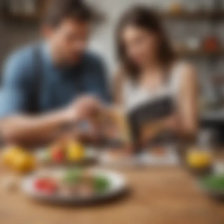 A thoughtful reader immersed in a healthy cookbook