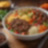 A vibrant bowl of ground beef and mixed vegetables, showcasing a colorful meal packed with nutrients.