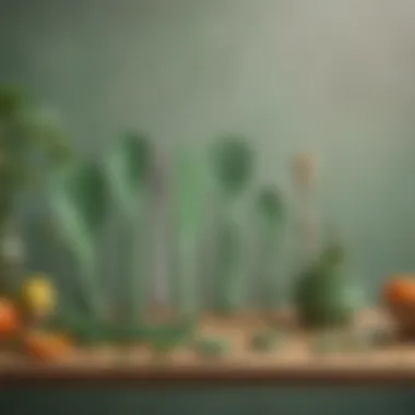 Recyclable silicone utensils arranged aesthetically