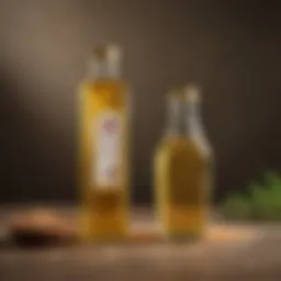 Refined sesame oil in a glass bottle