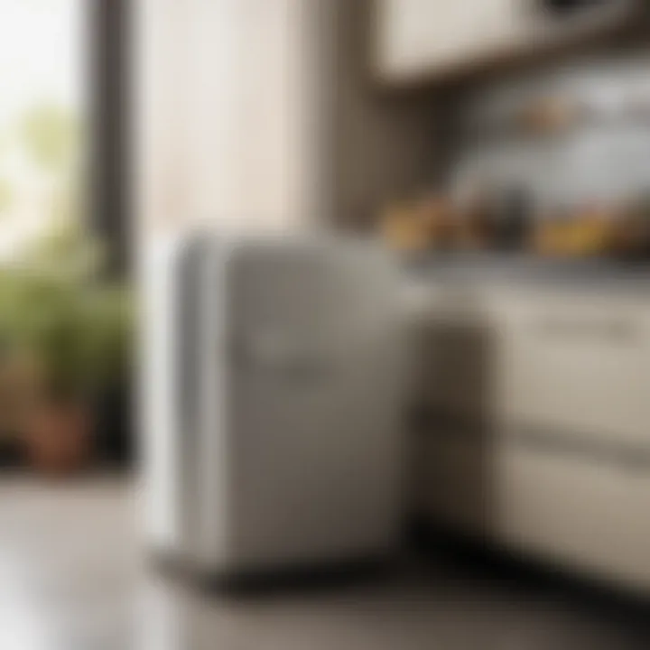 Elegant retro mini fridge in a modern kitchen setting