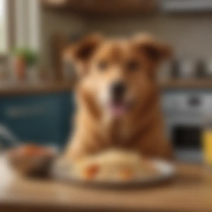 Happy dog enjoying homemade meal