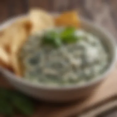 Close-up of spinach dip showcasing its creamy texture.