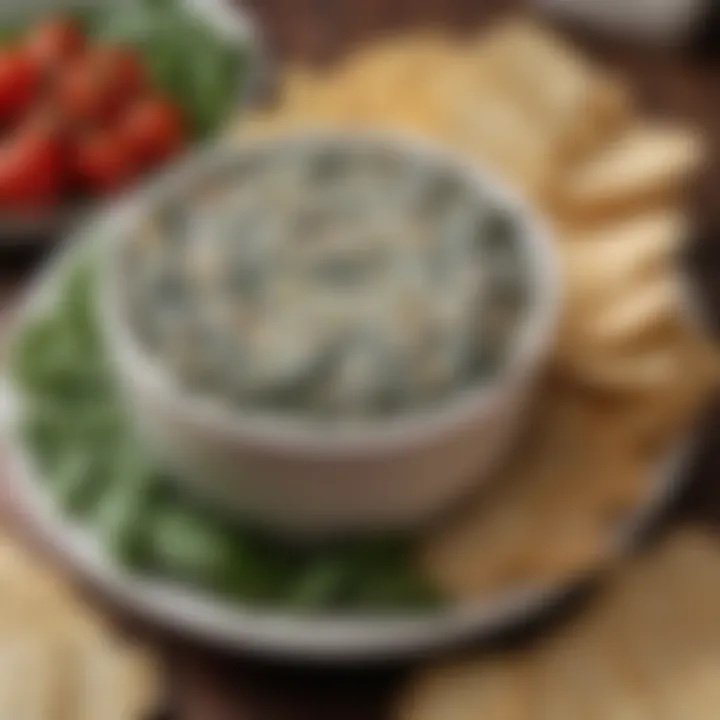 Signs of spoilage in spinach dip including discoloration.