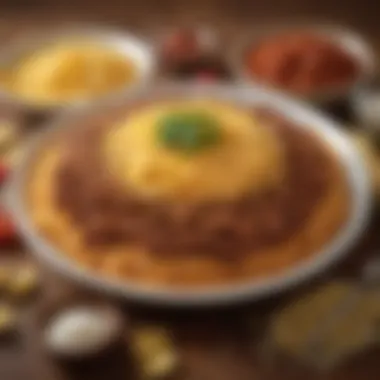 Key Ingredients of Skyline Chili An array of Skyline Chili key ingredients including spices and ground meat.