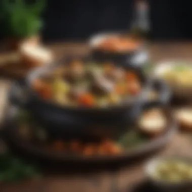 Hearty Irish Stew with Fresh Garnishes Close-up of a hearty Irish stew garnished with fresh herbs