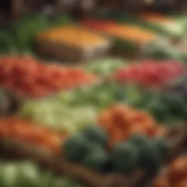 Fresh low carb vegetables displayed in a market