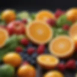 Vibrant assortment of fruits and vegetables rich in Vitamin C