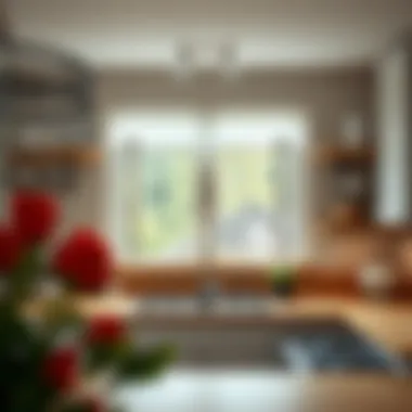 A well-ventilated kitchen space with windows open