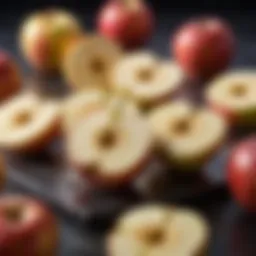Sliced apples displayed with a fresh appearance