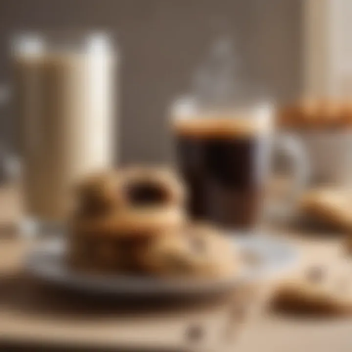 An enticing display of stuffed cookies alongside a warm beverage for a cozy setting