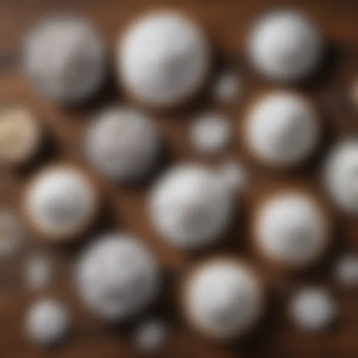 A variety of sugar-free powdered sugar alternatives displayed on a wooden table.