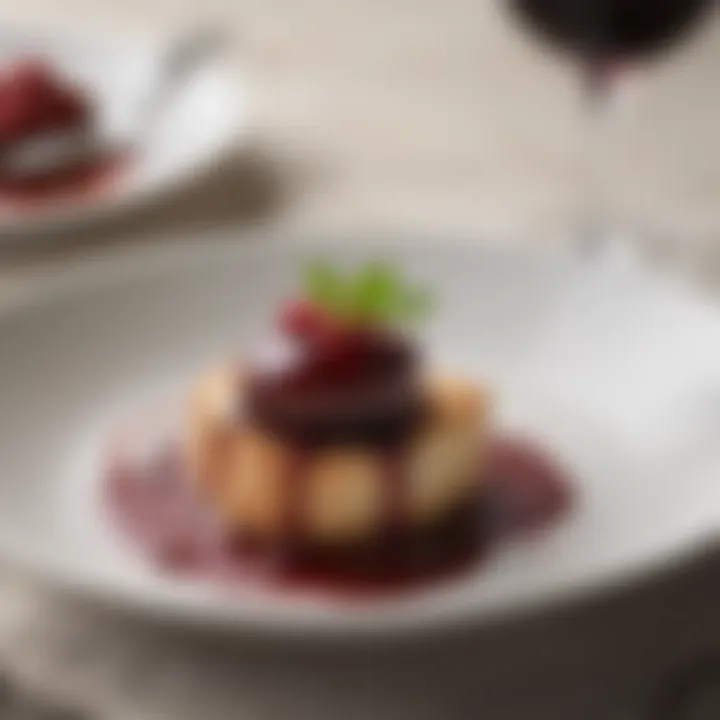 A gourmet plate featuring a dish enhanced by Merlot Sauce, highlighting its elegant presentation