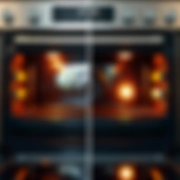 Before and after comparison of oven door glass cleanliness