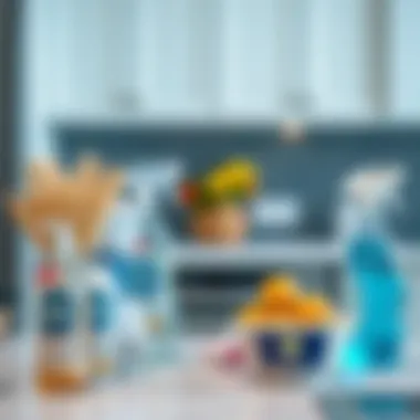 Natural cleaning supplies arranged elegantly on a countertop