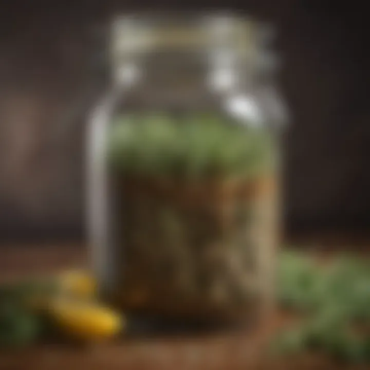 A mason jar filled with dried herbs showcasing their rich colors