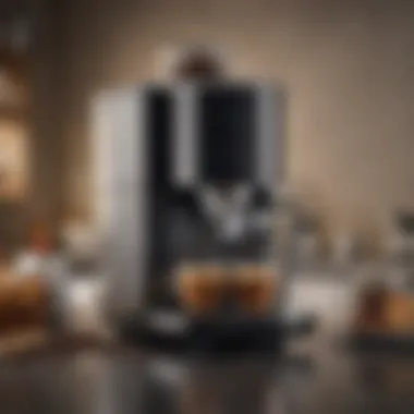 Stylish coffee maker with artistic elements contributing to kitchen decor