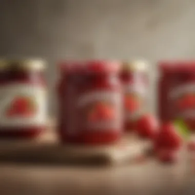 A selection of premium strawberry jams lined up for comparison