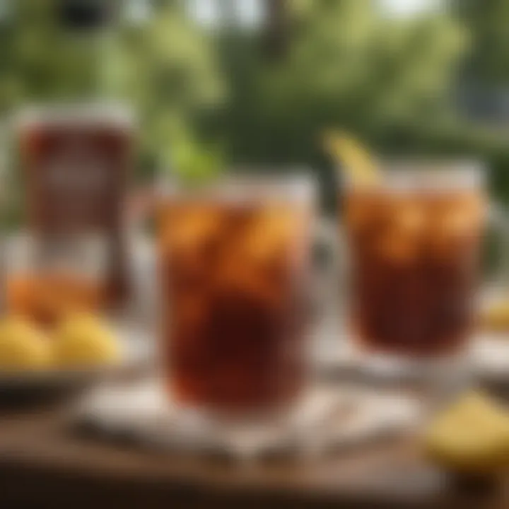 A cultural depiction of sweet tea being enjoyed at a gathering, illustrating its social significance.