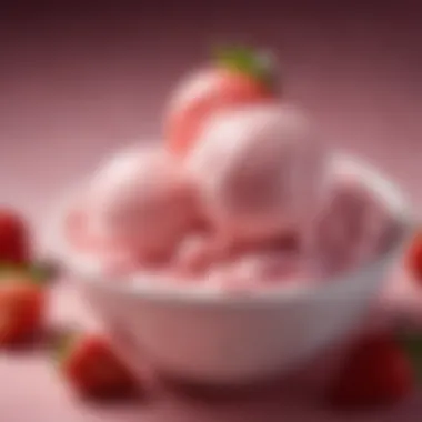 Creamy texture of homemade strawberry ice cream in a bowl