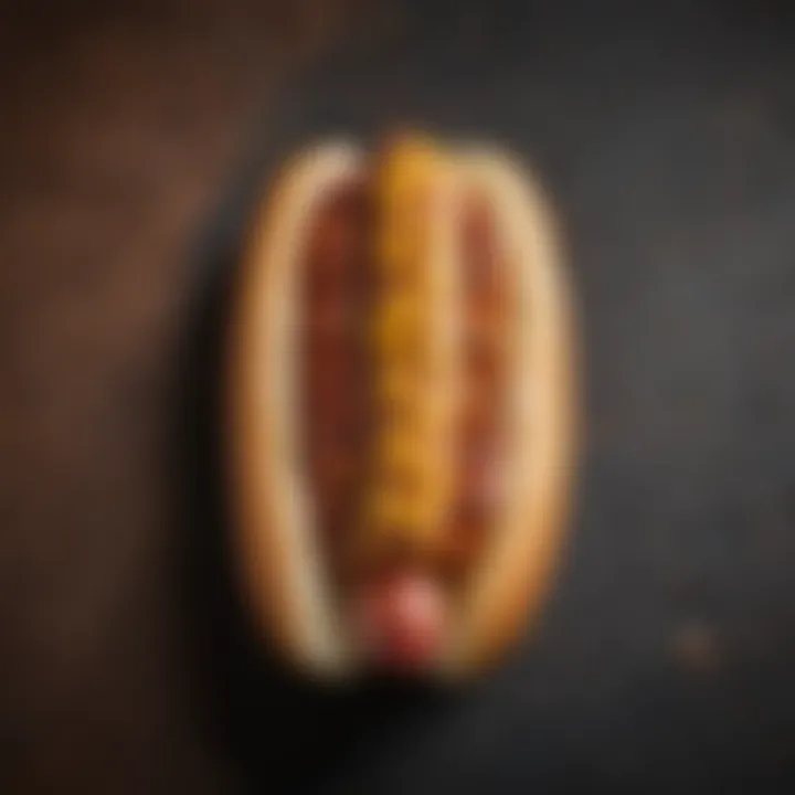 Close-up of perfectly seared hot dog with grill marks