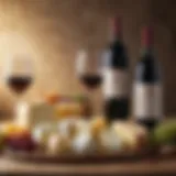 An elegant display of assorted cheeses and wine glasses