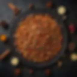 A vibrant array of spices used for chicken seasoning