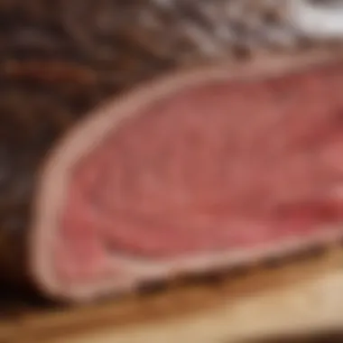 Close-up view of the brisket cut showcasing the marbling and texture.