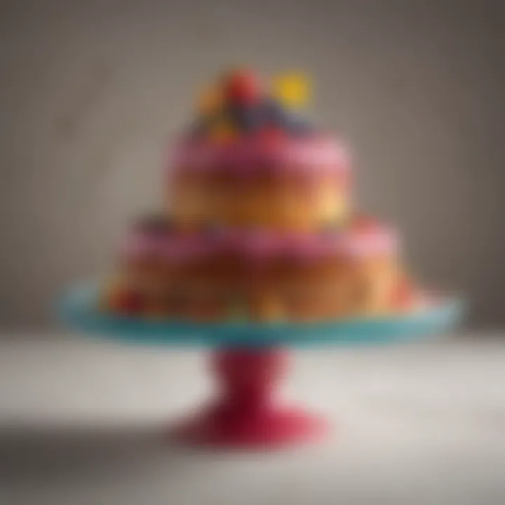 Colorful ceramic cake stand perfect for festive occasions