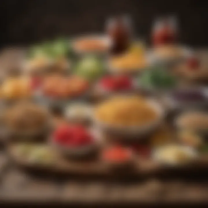 An assortment of high-fiber foods on a wooden table