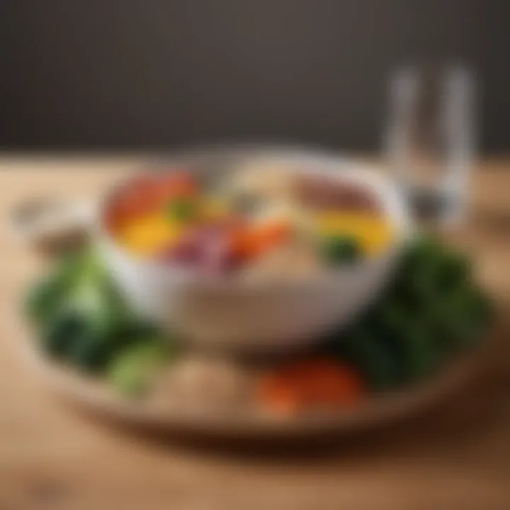 A balanced bowl of grains, vegetables, and proteins showcasing portion control