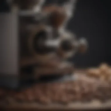 Close-up of a premium coffee grinder with rich coffee beans