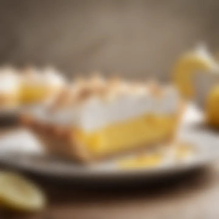 Lemon meringue pie slice showcasing the creamy filling