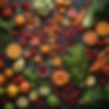 Fresh Ingredients for Juicing A vibrant assortment of fresh fruits and vegetables ready for juicing
