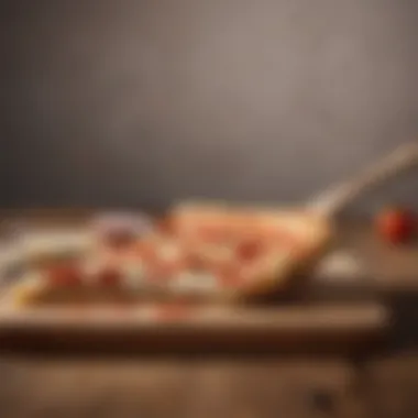 The Sleek Design of a Big Pizza Spatula An elegant big pizza spatula showcasing its sleek design on a wooden countertop.