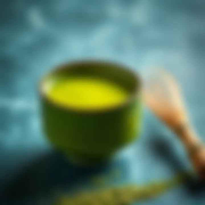 Matcha Tea Experience A vibrant bowl of matcha tea with a whisk beside it