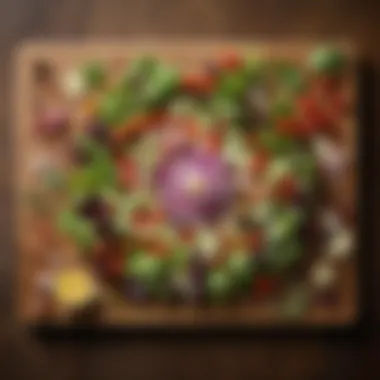 Fresh Ingredients for Salad Mastery A vibrant selection of fresh salad ingredients arranged artfully on a wooden board