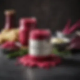 A vibrant beet horseradish sauce in a culinary setting